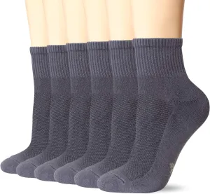  MD 6 Pairs Ankle Quarter Socks for Women and Men, Smell Control Cushioned Sole Casual Athletic Socks