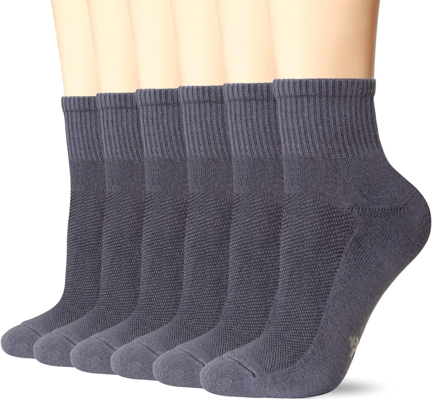  MD 6 Pairs Ankle Quarter Socks for Women and Men, Smell Control Cushioned Sole Casual Athletic Socks