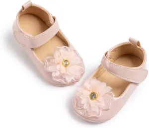 Meckior Infant Baby Girls Soft Sole Bowknot Princess Wedding Dress Mary Jane Flats Prewalker Newborn Light Baby Sneaker Shoes