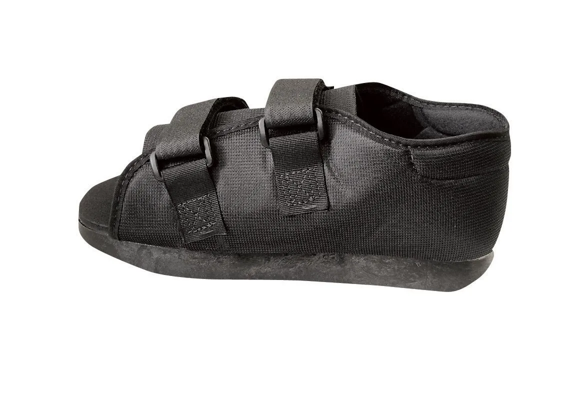 Medline Semi-Rigid Post-Op Shoes, Men's Size M (11.5-12.5), Molded Heel, Nylon Upper, Cushioned Rocker Sole, Loop-Lock Straps, Black, 1 Each