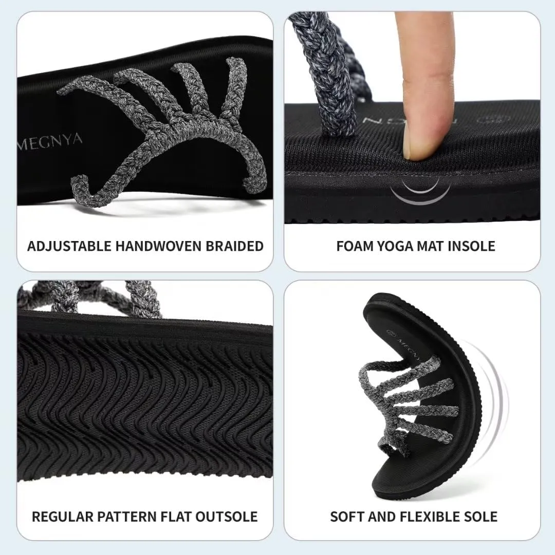 MEGNYA Yoga Mat Flip Flops for Women, Comfortable Foam Walking Sandals, Flexible and Lightweight Slippers for Beach/Holiday/Poolside/Outdoor Activities