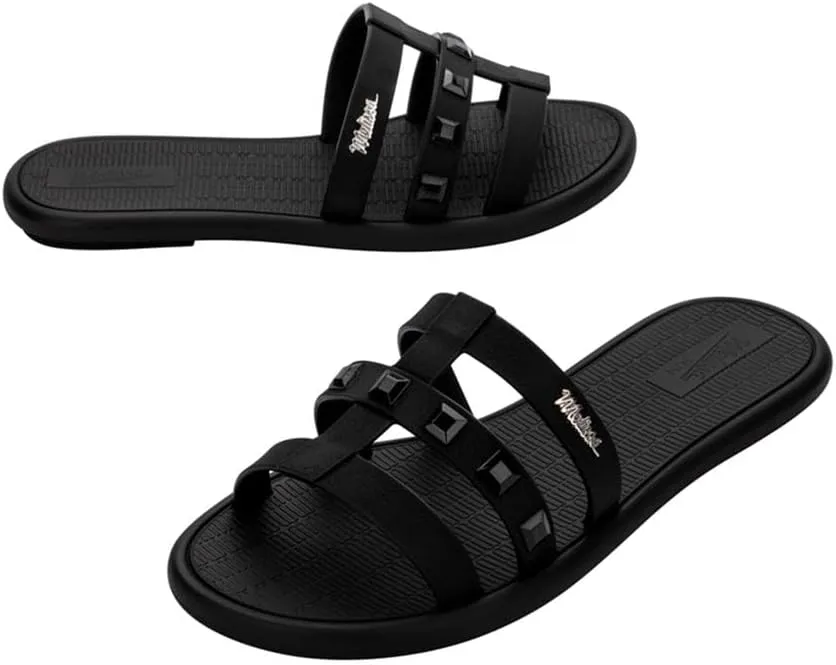 Melissa Sun Atlantis Women's Slides - Trendy Slip on Sandals for Women, Women's Jelly Shoes w/Stud Appliques, Adult Jellies