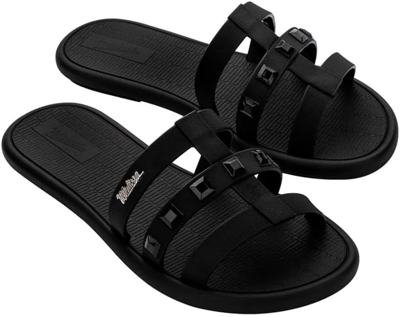 Melissa Sun Atlantis Women's Slides - Trendy Slip on Sandals for Women, Women's Jelly Shoes w/Stud Appliques, Adult Jellies