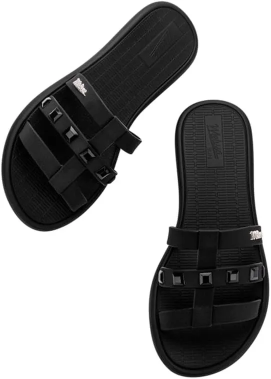 Melissa Sun Atlantis Women's Slides - Trendy Slip on Sandals for Women, Women's Jelly Shoes w/Stud Appliques, Adult Jellies