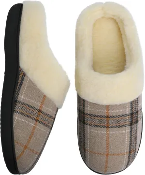 Men Clog Slippers Plaid Warm Slippers for Men