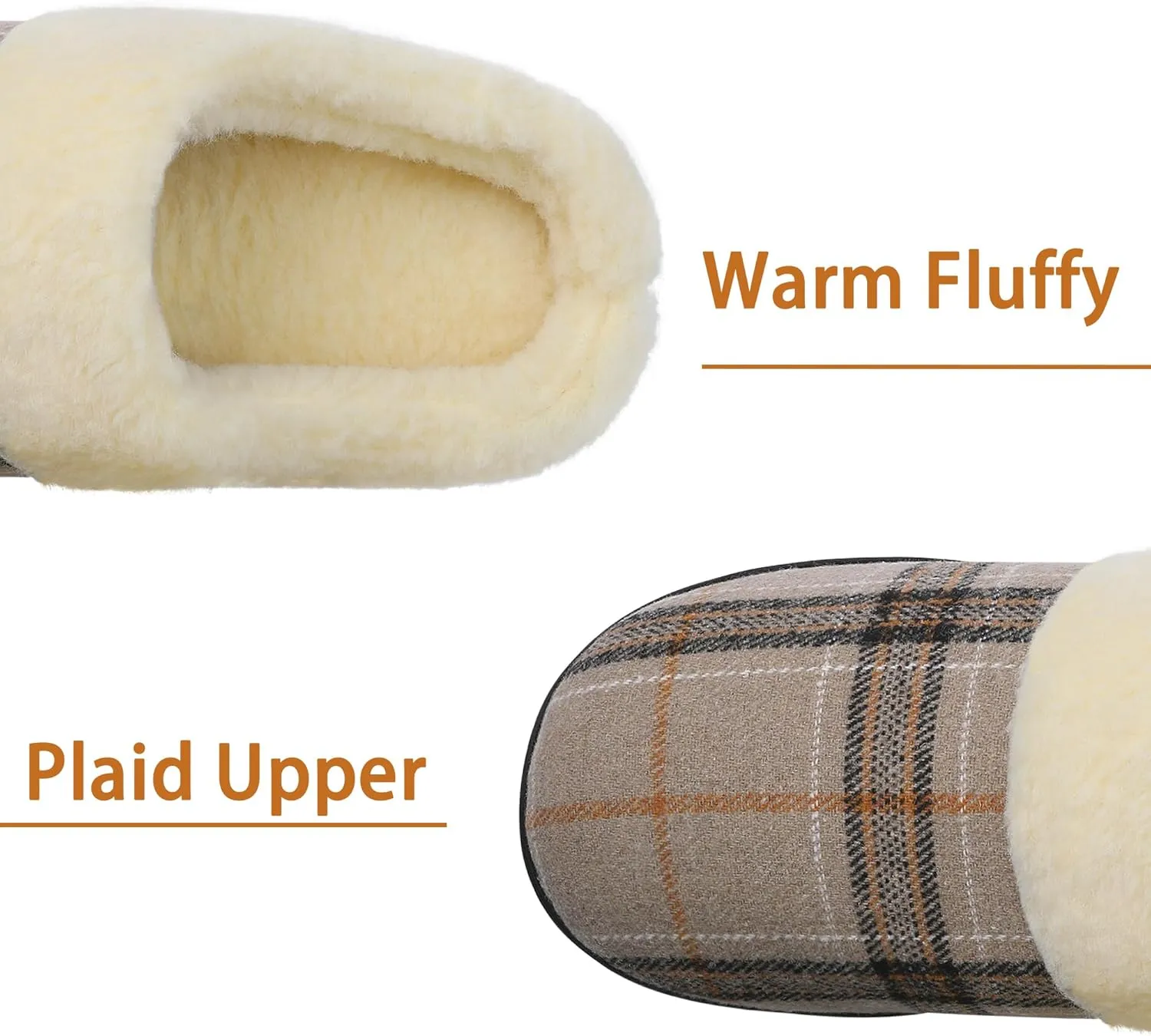 Men Clog Slippers Plaid Warm Slippers for Men