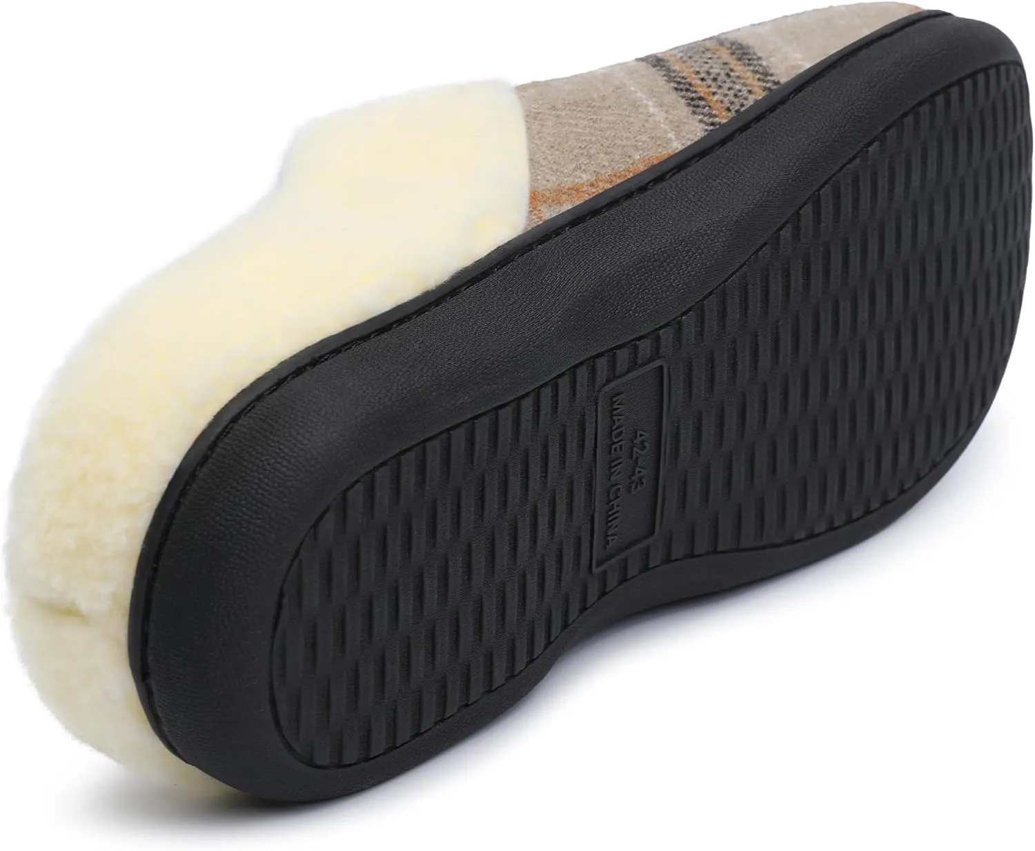 Men Clog Slippers Plaid Warm Slippers for Men