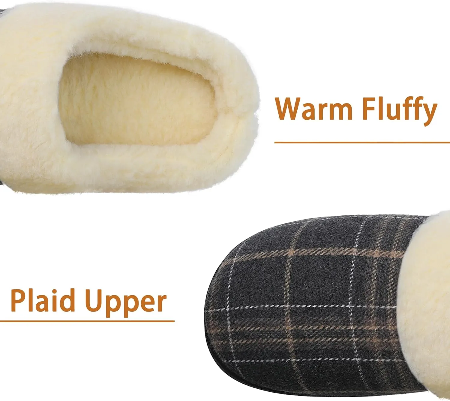 Men Clog Slippers Plaid Warm Slippers for Men