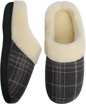 Men Clog Slippers Plaid Warm Slippers for Men