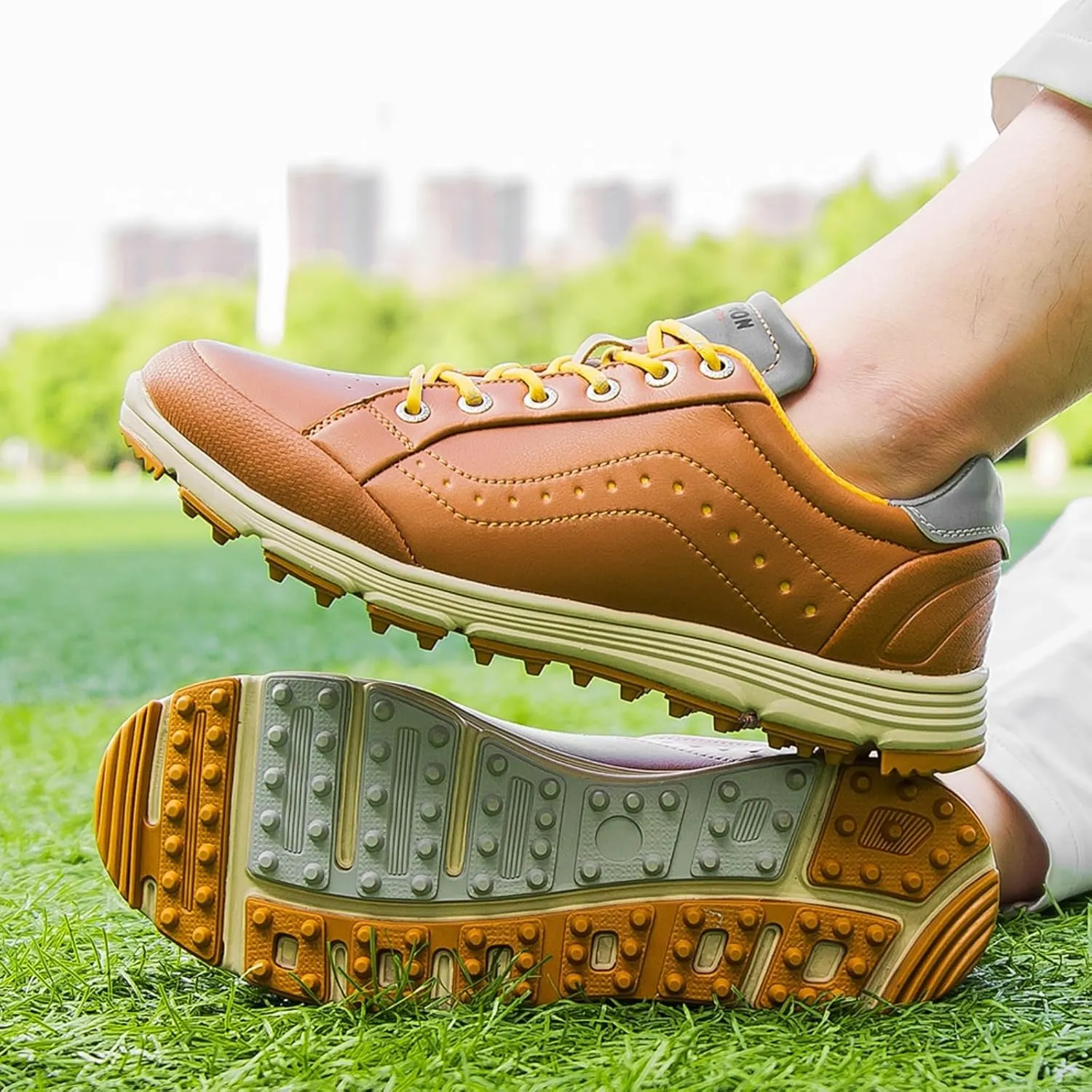 Men Golf Shoes Professional Waterproof Leather Golf Sport Sneakers Male Walking Footwears - Golf Trainers Shoes for Men
