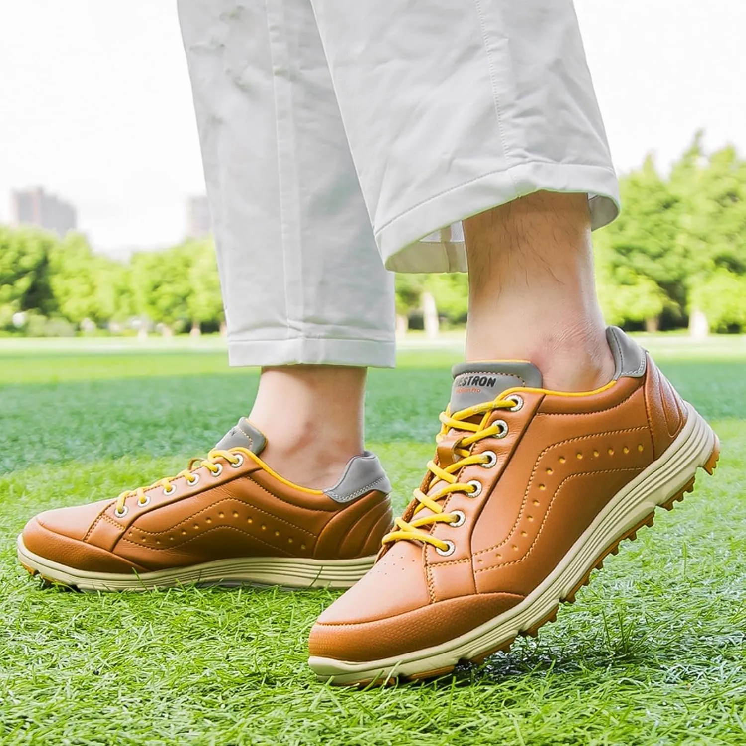Men Golf Shoes Professional Waterproof Leather Golf Sport Sneakers Male Walking Footwears - Golf Trainers Shoes for Men
