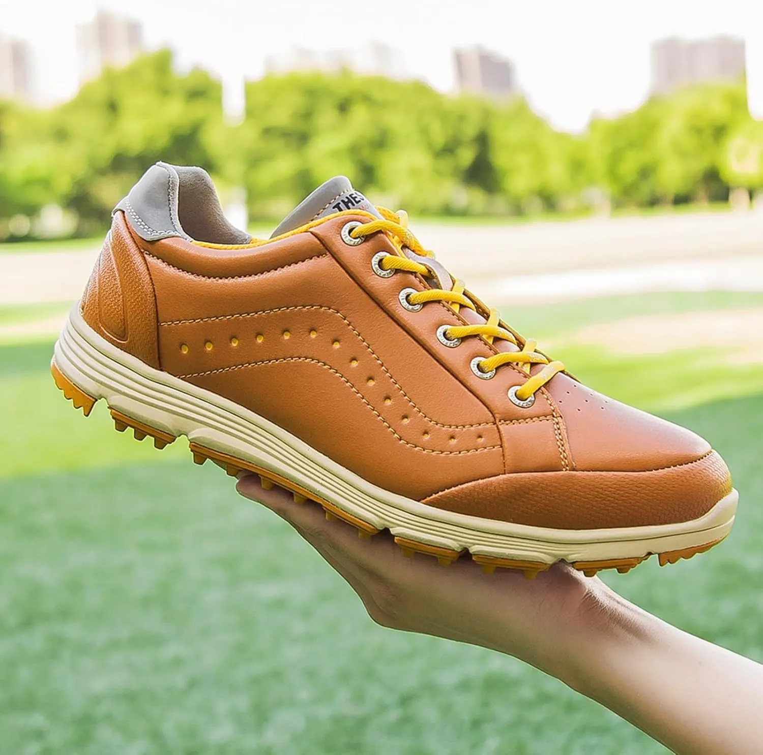 Men Golf Shoes Professional Waterproof Leather Golf Sport Sneakers Male Walking Footwears - Golf Trainers Shoes for Men