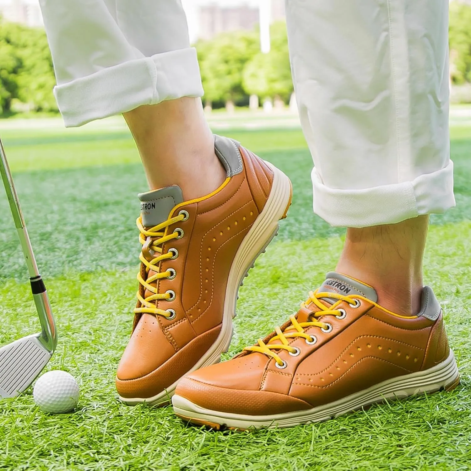Men Golf Shoes Professional Waterproof Leather Golf Sport Sneakers Male Walking Footwears - Golf Trainers Shoes for Men
