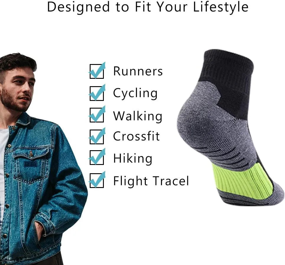 Mens Ankle Athletic Socks Quarter Cushioned Sports Running Casual Sock 6 Pack