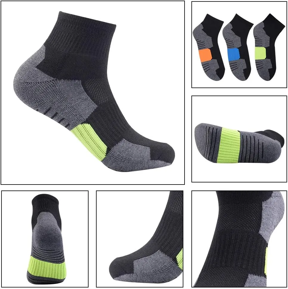Mens Ankle Athletic Socks Quarter Cushioned Sports Running Casual Sock 6 Pack