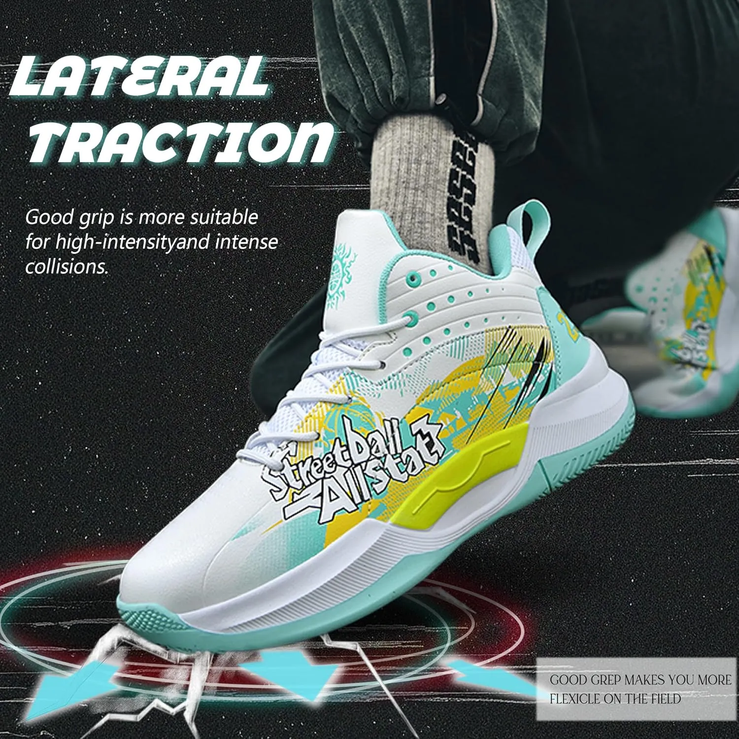Men's Basketball Shoes Lightweight Breathable Non-Slip Outdoor Courts Training