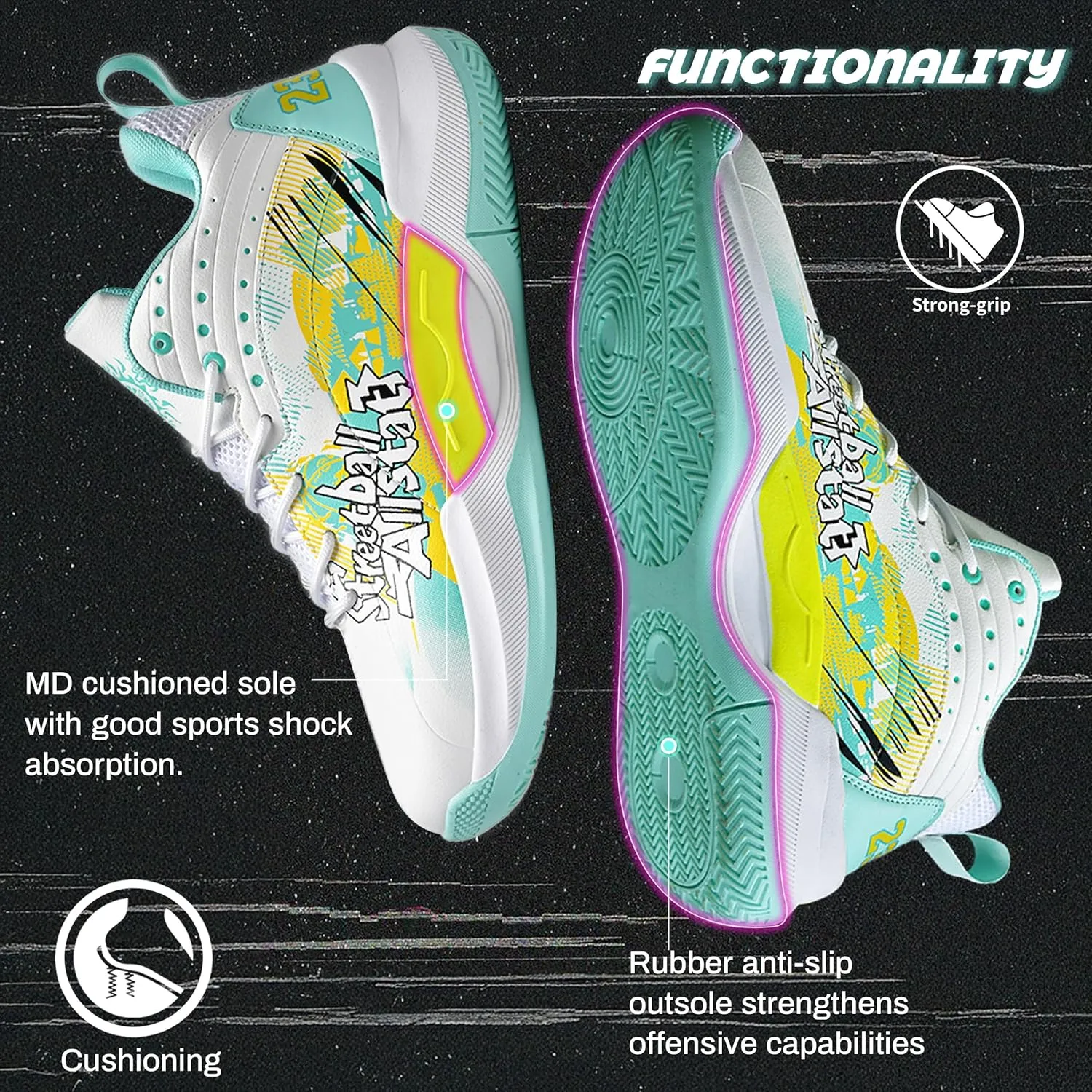 Men's Basketball Shoes Lightweight Breathable Non-Slip Outdoor Courts Training