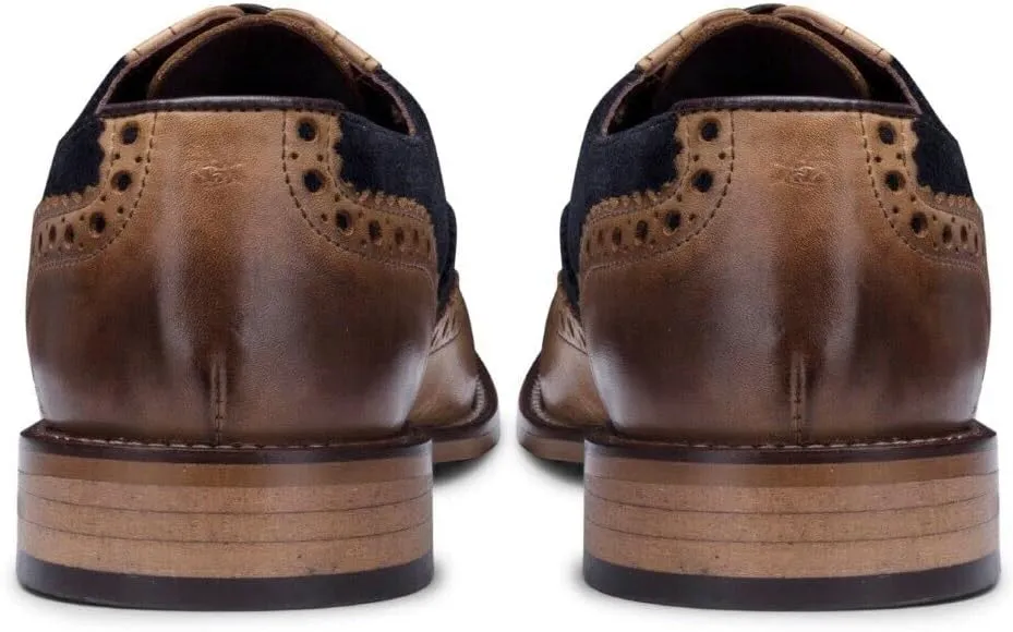 Mens Black Gatsby Oxford Real Leather Classic Formal Laced Vintage Brogue Shoes
