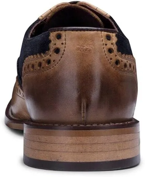 Mens Black Gatsby Oxford Real Leather Classic Formal Laced Vintage Brogue Shoes
