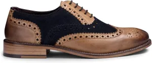 Mens Black Gatsby Oxford Real Leather Classic Formal Laced Vintage Brogue Shoes