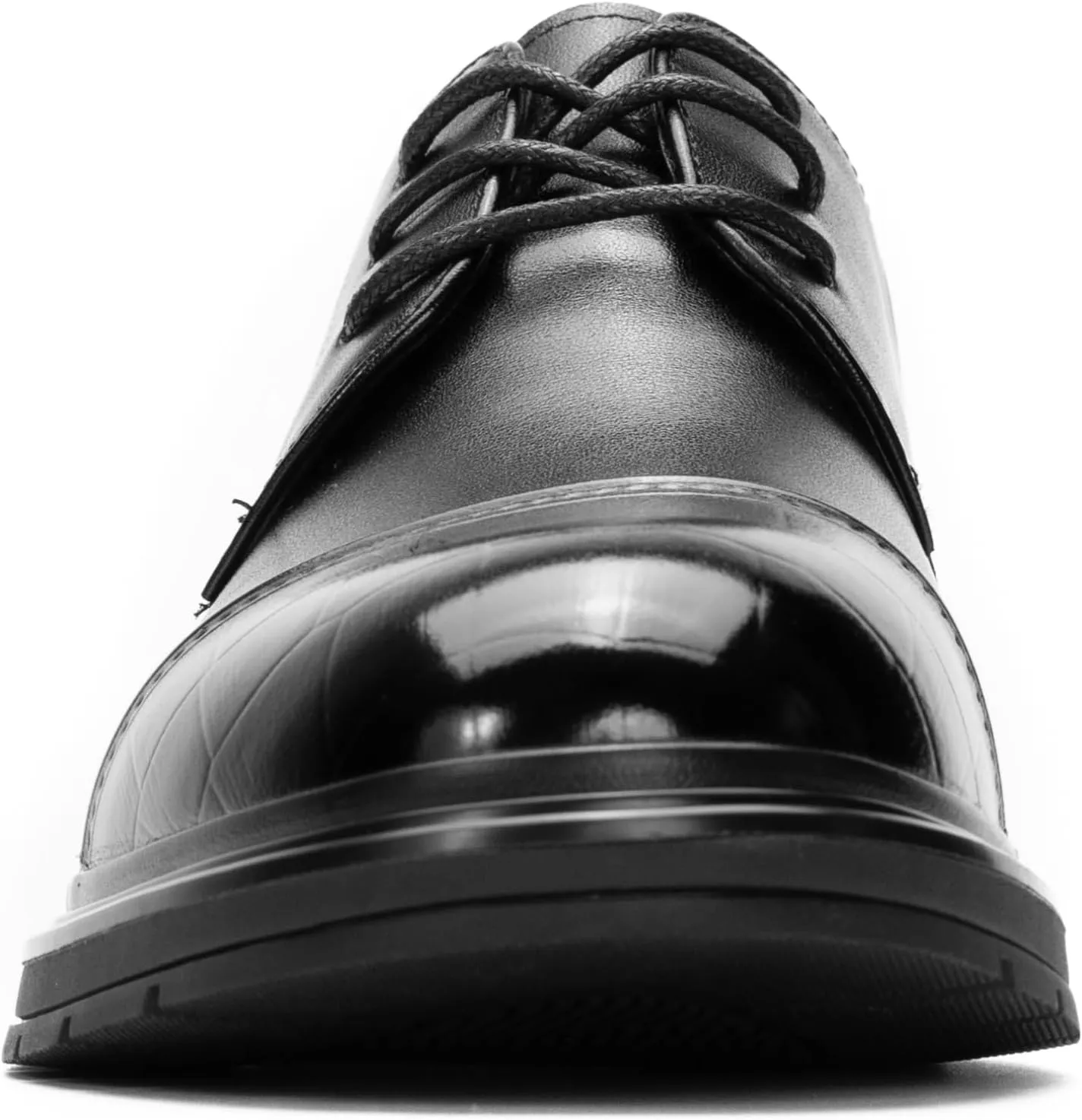 Men's Business Dress Shoes – Black PU Leather Cap Toe Derby with Crocodile Texture and Cushioned Sole – Formal Comfortable Work Shoes