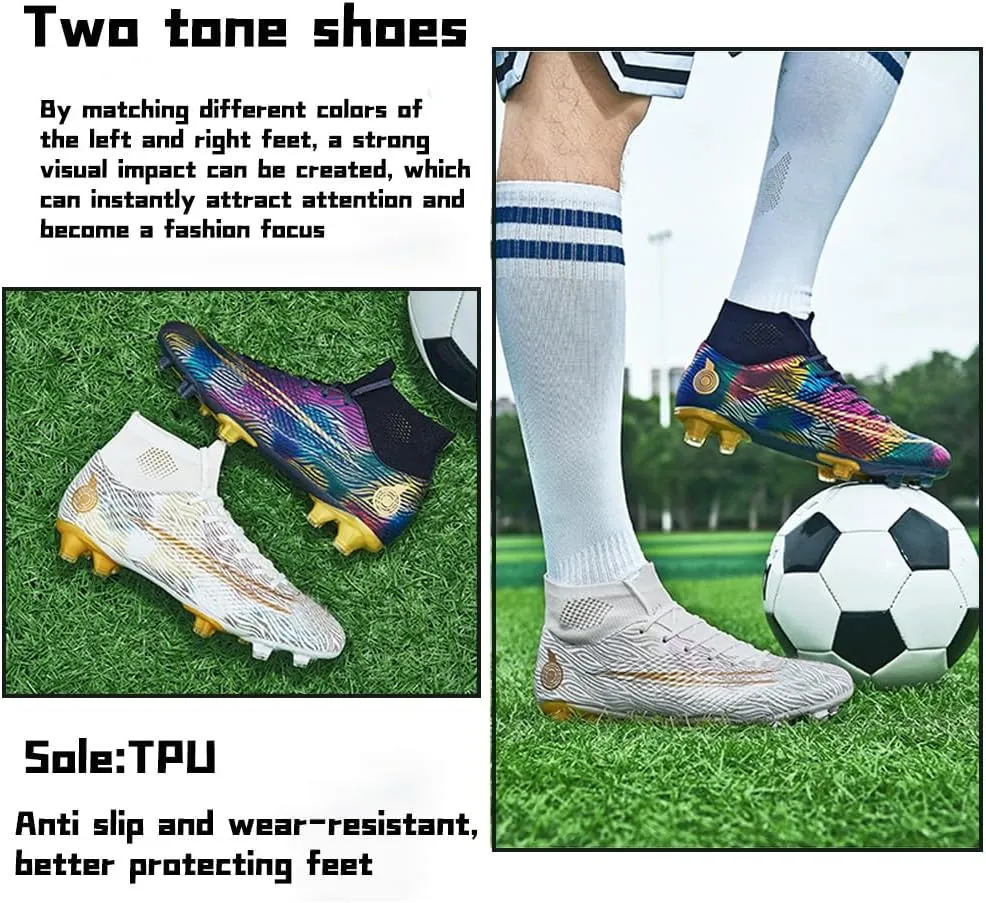 Men's Cleats Firm Ground Soccer Shoes Athletic Lightweight Running Outdoor Turf Comfortable Training Football Shoes
