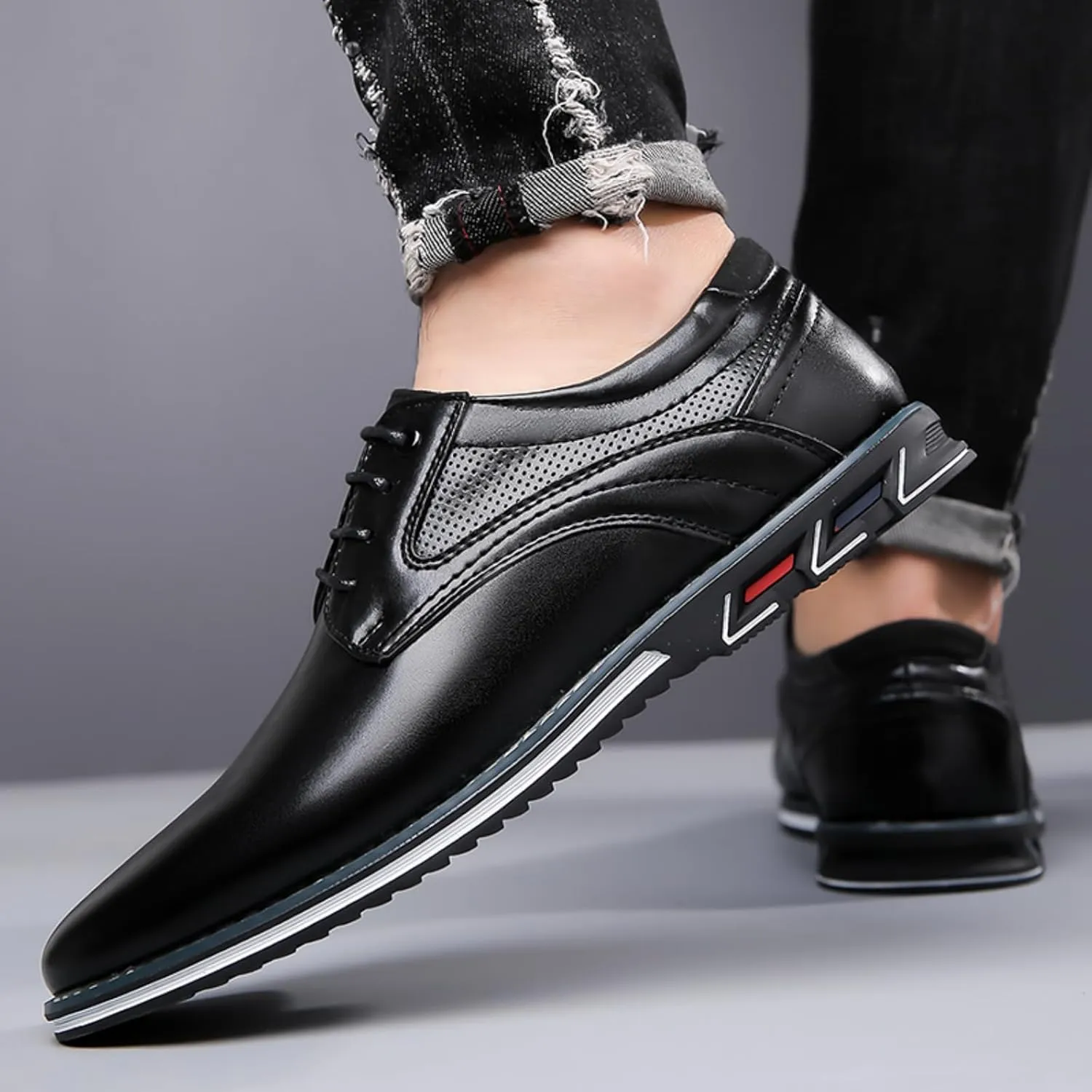 Men's Dress Oxfords Shoes Business Formal Shoes Casual Loafers Shoes Comfortable Lightweight Derby Sneakers Black