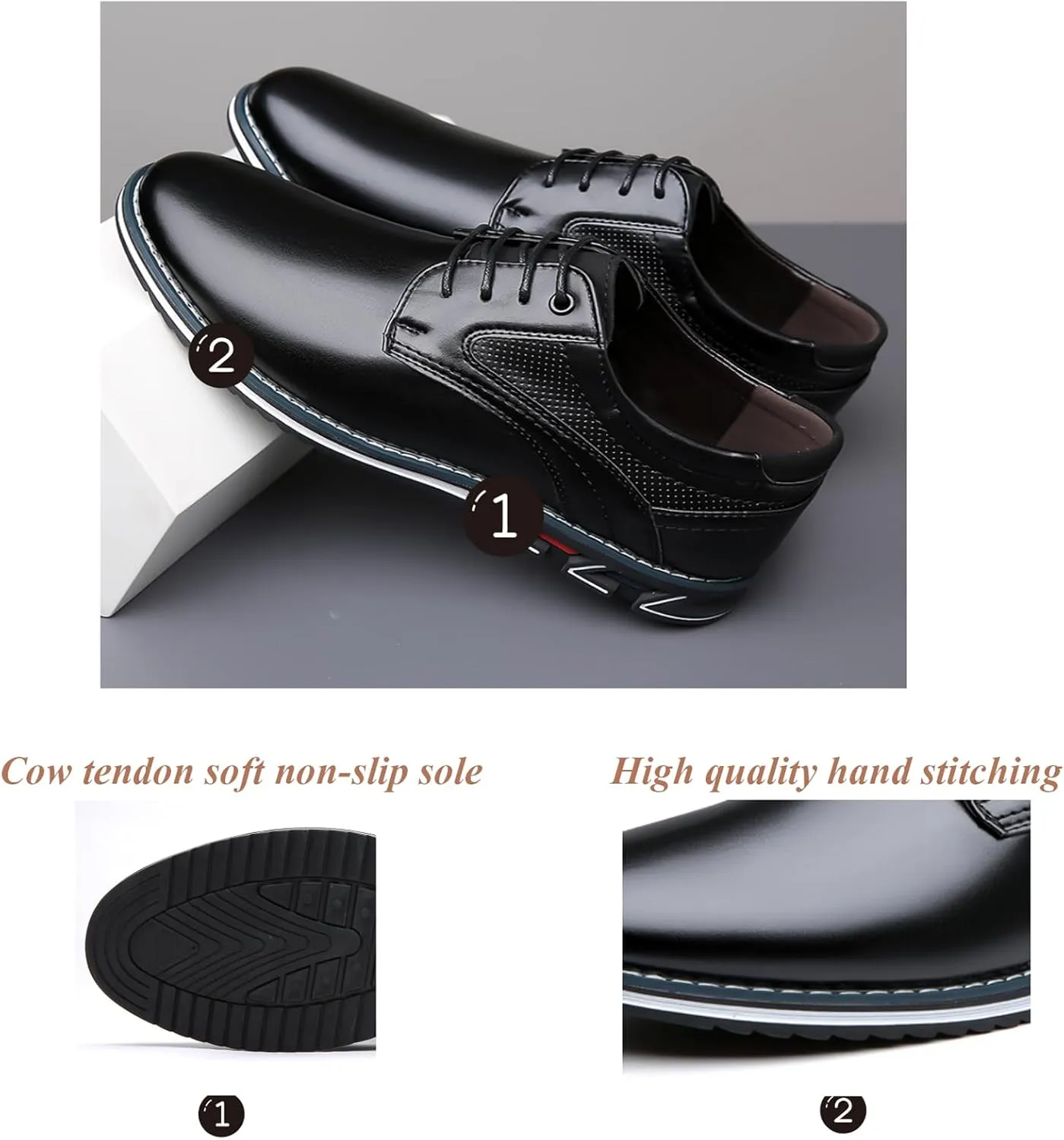 Men's Dress Oxfords Shoes Business Formal Shoes Casual Loafers Shoes Comfortable Lightweight Derby Sneakers Black