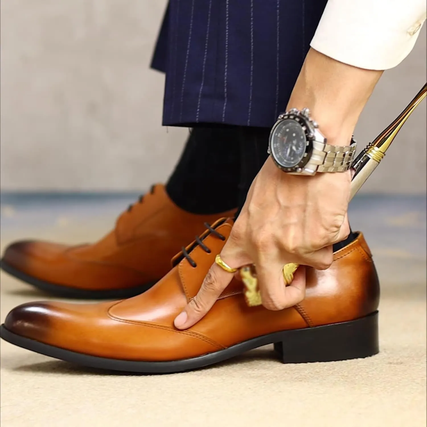 Men's Dress Shoes Oxford Style Premium Cowhide Cushioned Lining Rubber Sole Business Wedding Office Formal Shoes for Modern Professionals