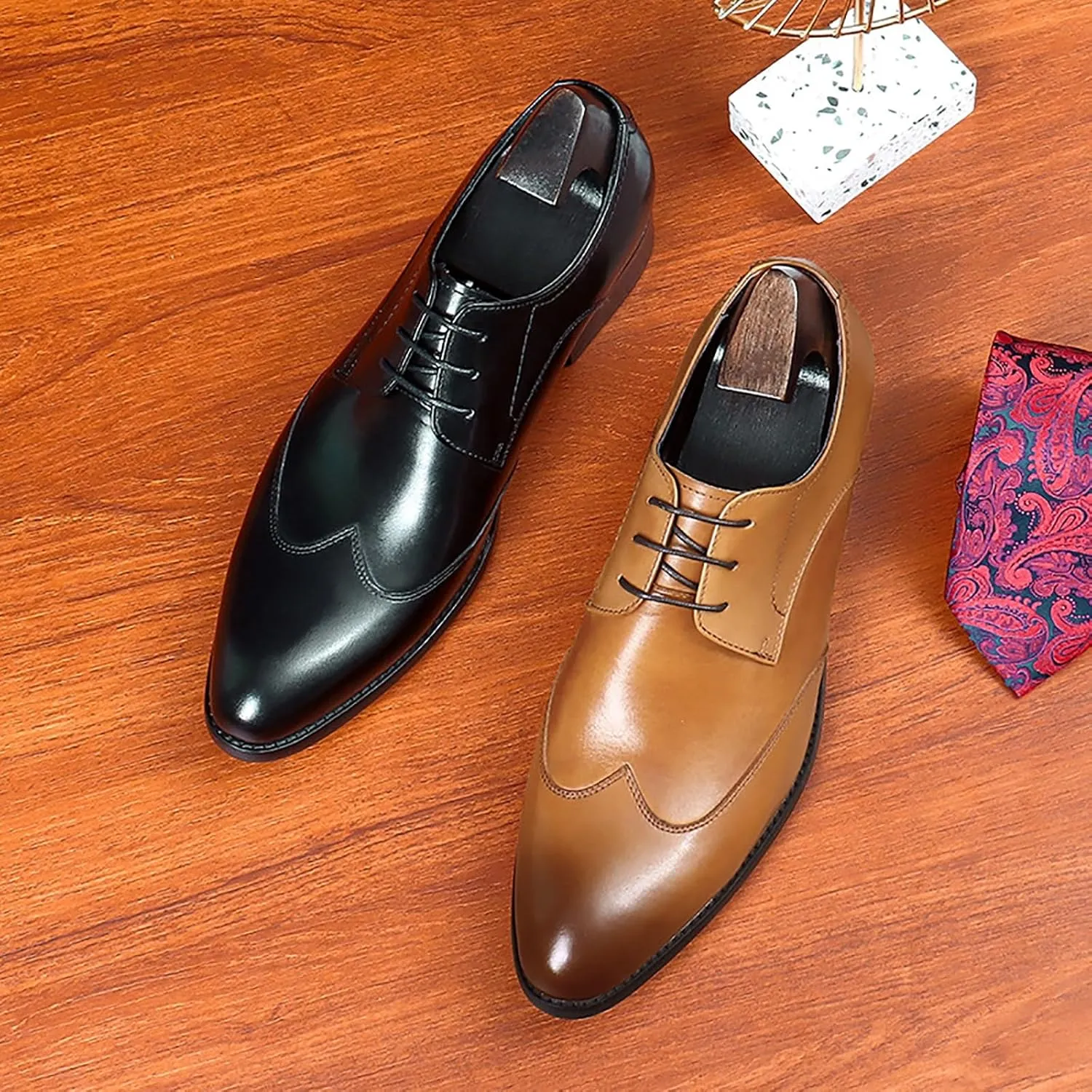 Men's Dress Shoes Oxford Style Premium Cowhide Cushioned Lining Rubber Sole Business Wedding Office Formal Shoes for Modern Professionals
