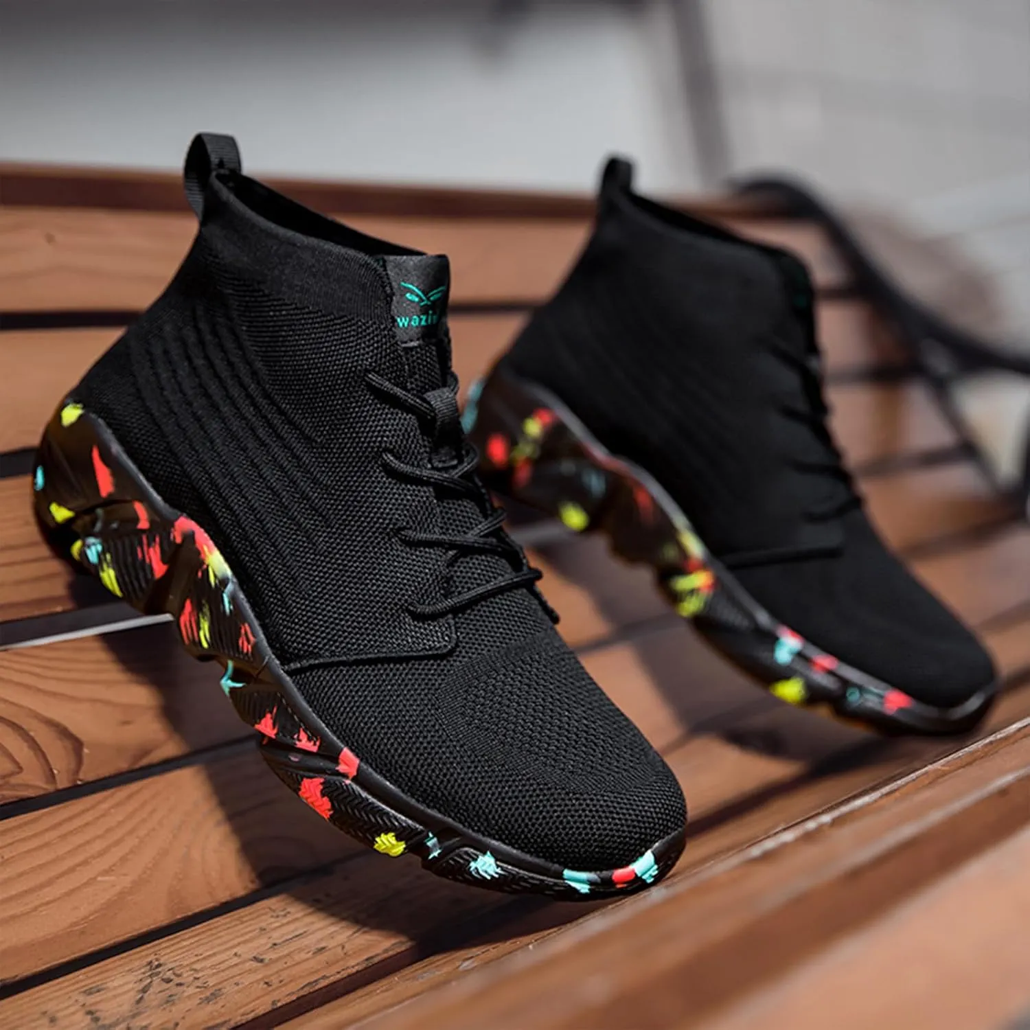 Men's High Top Breathable Sock Walking Shoes Casual Slip On Lightweight Soft Sole Fashion Sneakers Comfortable Work Gym Running Athletic Shoes