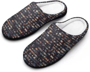 Mens House Slippers Women's Halloween Cotton Slippers Closed Toe Soft Clog Slippers Non-Slip Warm Indoor Outdoor Shoes