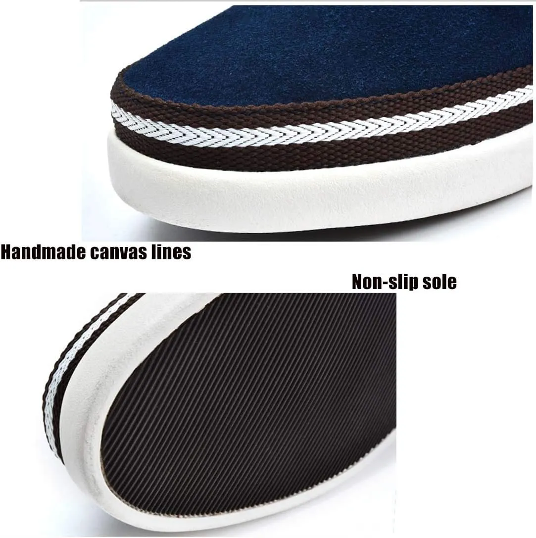 Men's Invisible Height Increasing Elevator 2 Inches Taller Shoes Leather Suede Stitching Lace-up Thick Sole Oxfords
