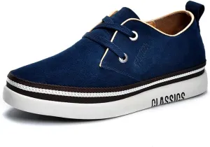 Men's Invisible Height Increasing Elevator 2 Inches Taller Shoes Leather Suede Stitching Lace-up Thick Sole Oxfords