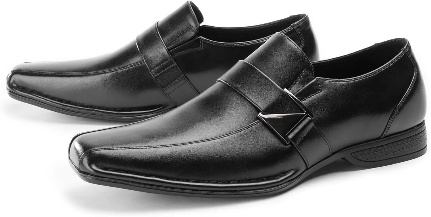 Men's Loafers Dress Shoes Slip on, Leather Lined, Cushioned Insole, Soft Lining, Sturdy Design with Buckle, Classic Comfort Elegance