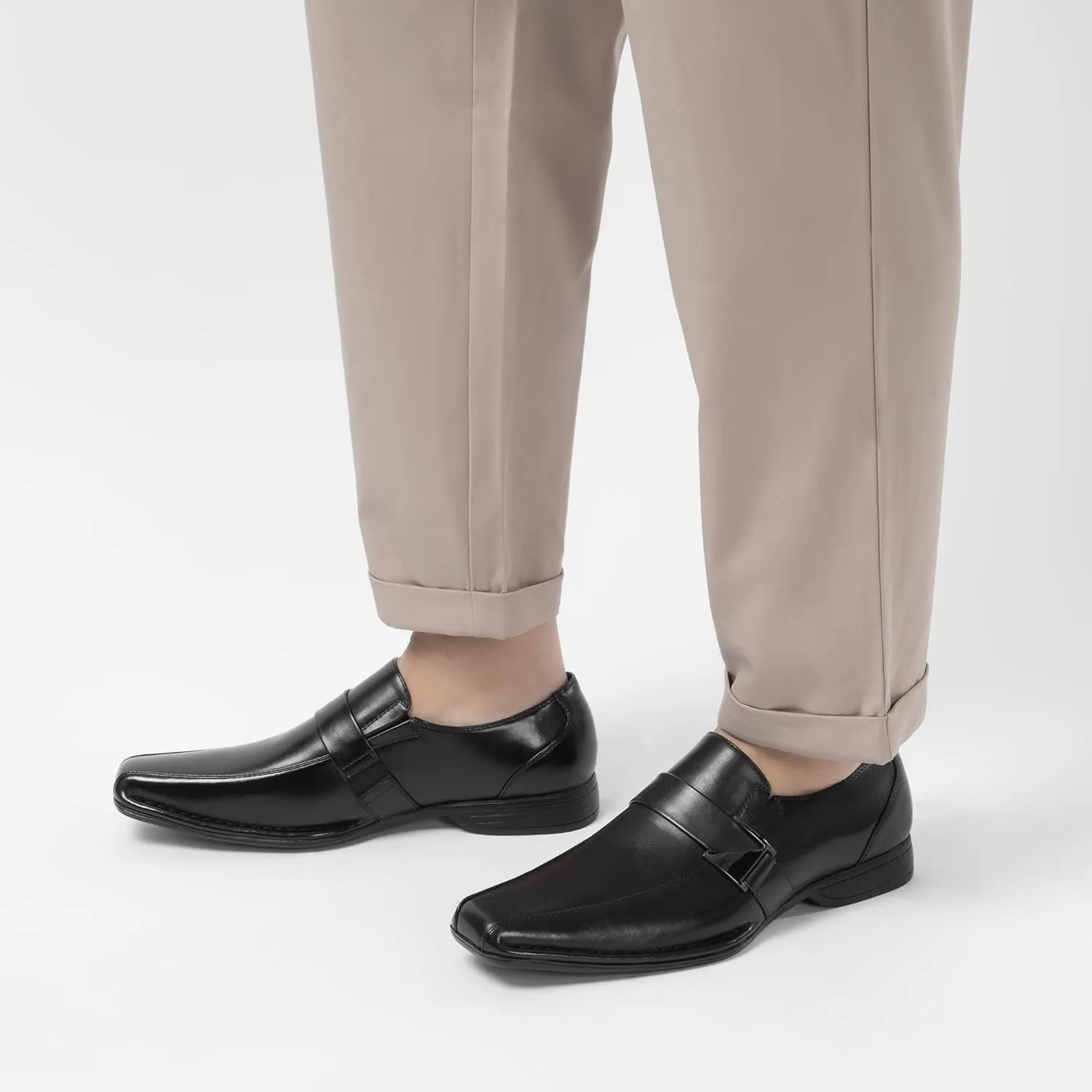 Men's Loafers Dress Shoes Slip on, Leather Lined, Cushioned Insole, Soft Lining, Sturdy Design with Buckle, Classic Comfort Elegance