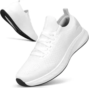 Mens Slip on Lightweight Walking Shoes Non Slip Breathable Running Shoes Comfort Tennis Workout Gym Sneakers with Shoelace