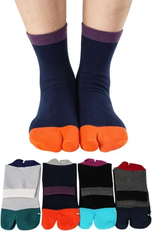 Men's Tabi Socks Flip Flop Split Toe Big Toe Cotton Athletic 4 Pack 6 Pack