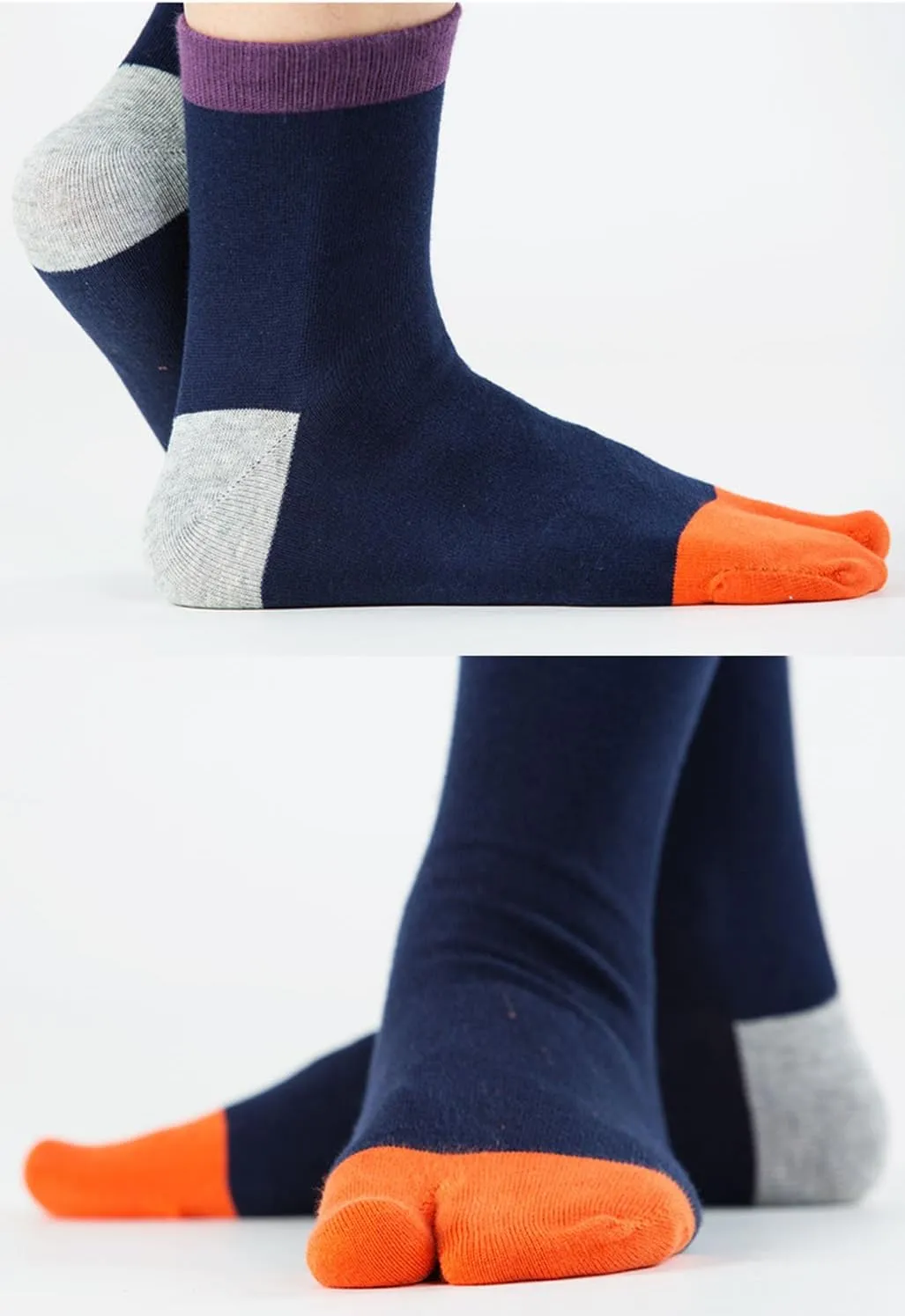 Men's Tabi Socks Flip Flop Split Toe Big Toe Cotton Athletic 4 Pack 6 Pack