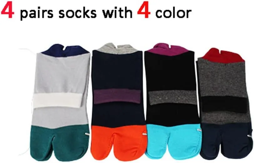 Men's Tabi Socks Flip Flop Split Toe Big Toe Cotton Athletic 4 Pack 6 Pack