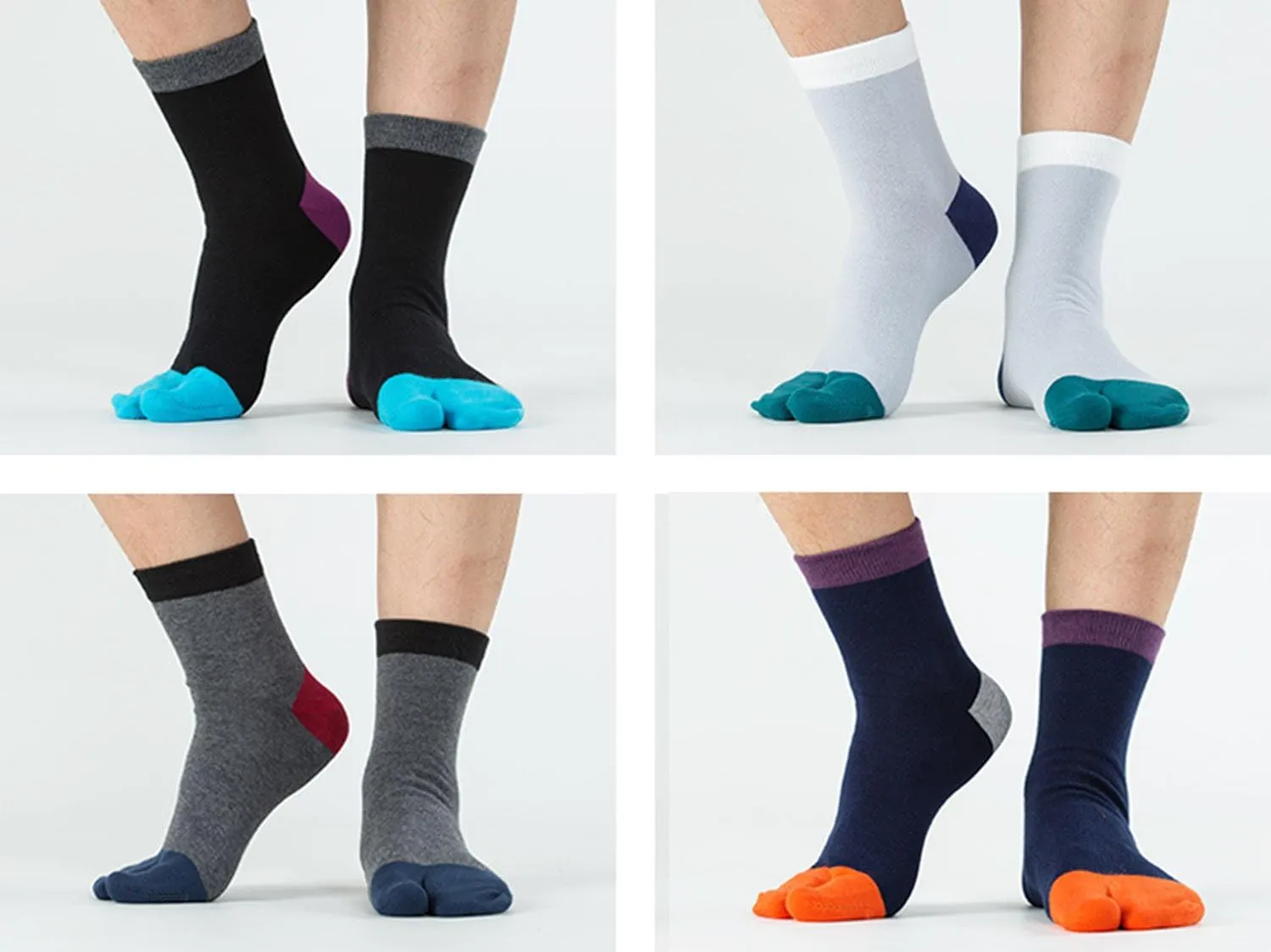 Men's Tabi Socks Flip Flop Split Toe Big Toe Cotton Athletic 4 Pack 6 Pack