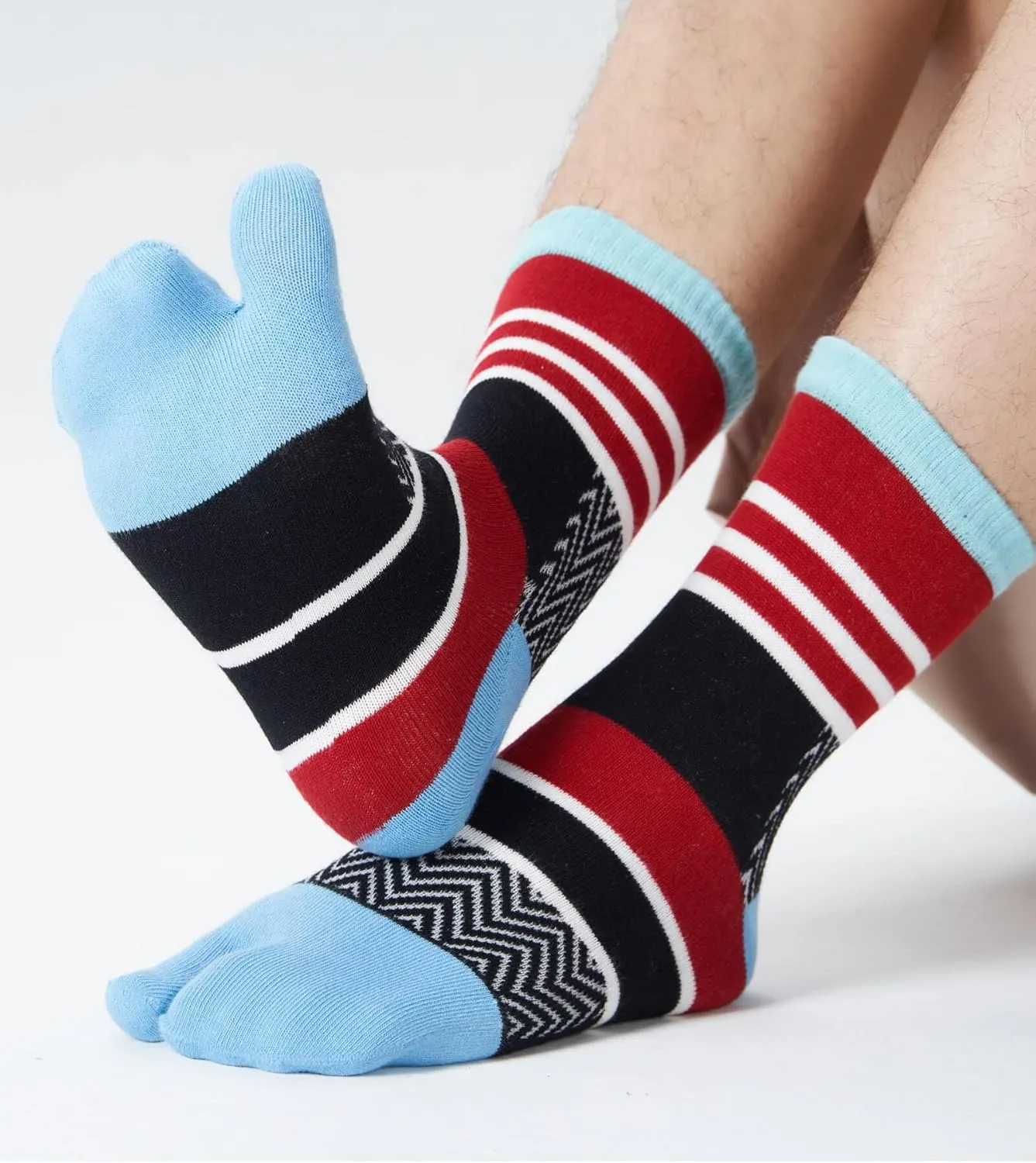 Men's Tabi Socks Flip Flop Split Toe Crew Geta Cotton Pack of 6