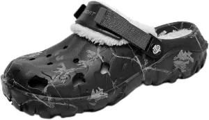 Mens Womens Lined Clog for Winter: Classic Print - Warm Fuzzy Home Slippers