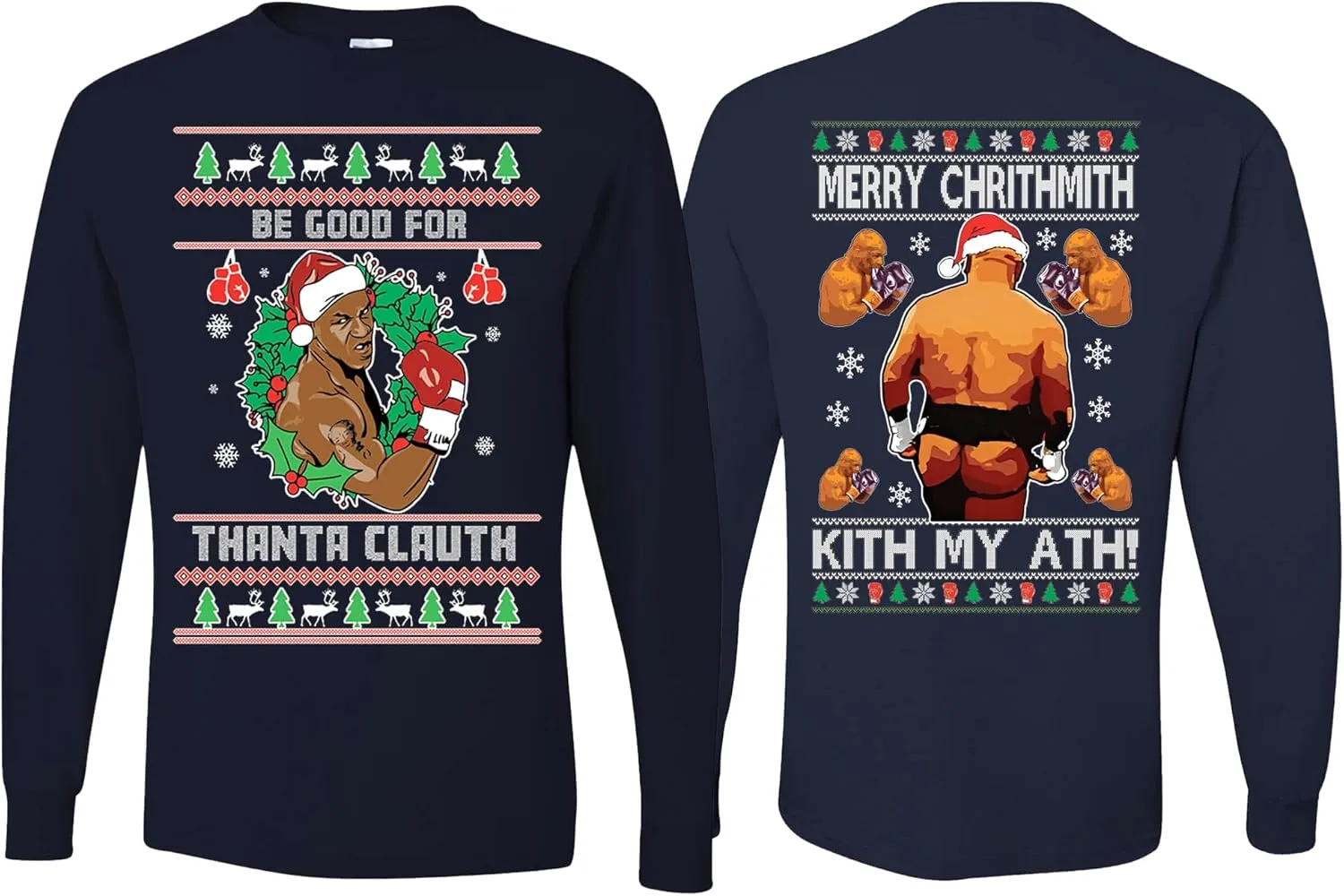 Merry Chrithmith Kith My Ath Funny Ugly Christmas Mens Long Sleeves