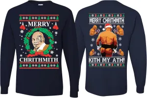 Merry Chrithmith Kith My Ath Funny Ugly Christmas Mens Long Sleeves