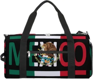 Mexican Flag Sports Gym Bag With Shoes Compartment Lightweight Duffel Carryon Overnight Travel Pack