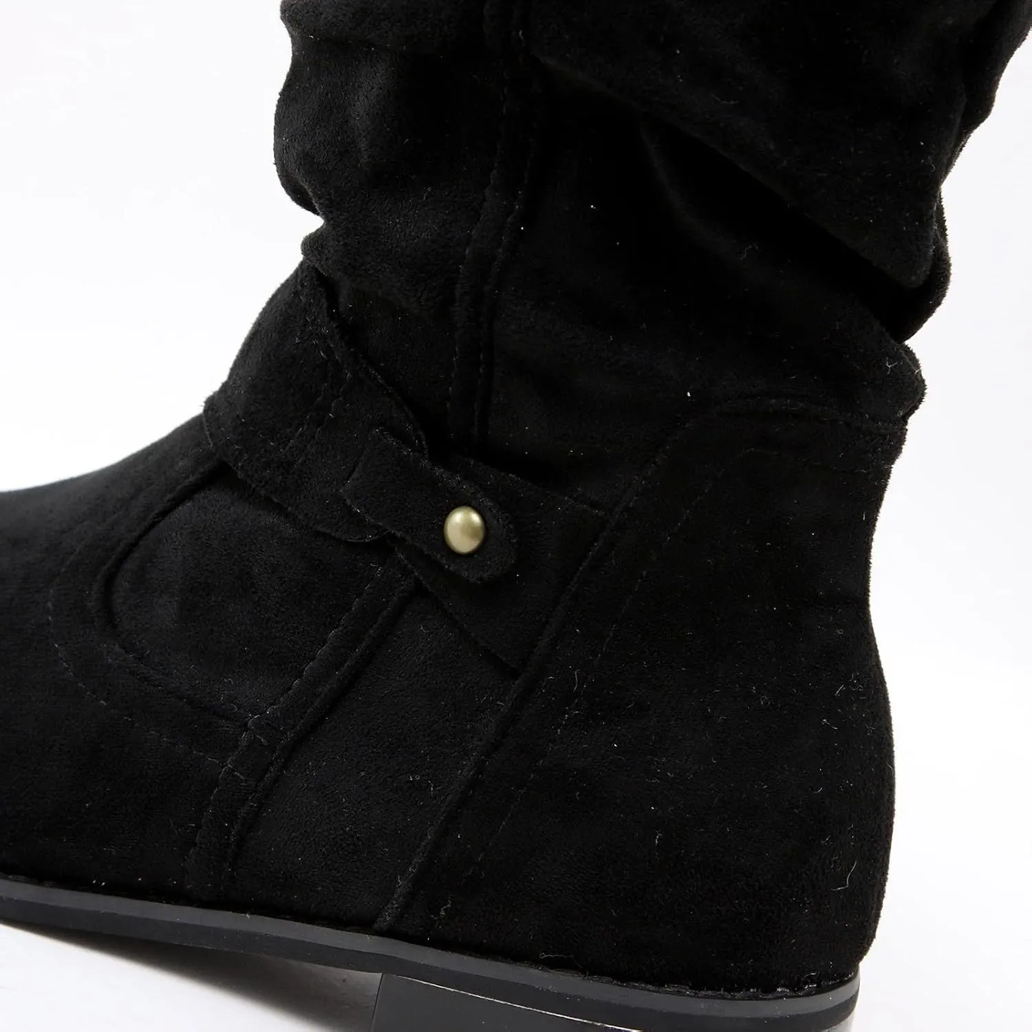 Mid Calf Boots Low Heel Boots for Women ，Low Heel Breathable Winter Zipper Booties，Fashionable Classic Black Ankle Boots