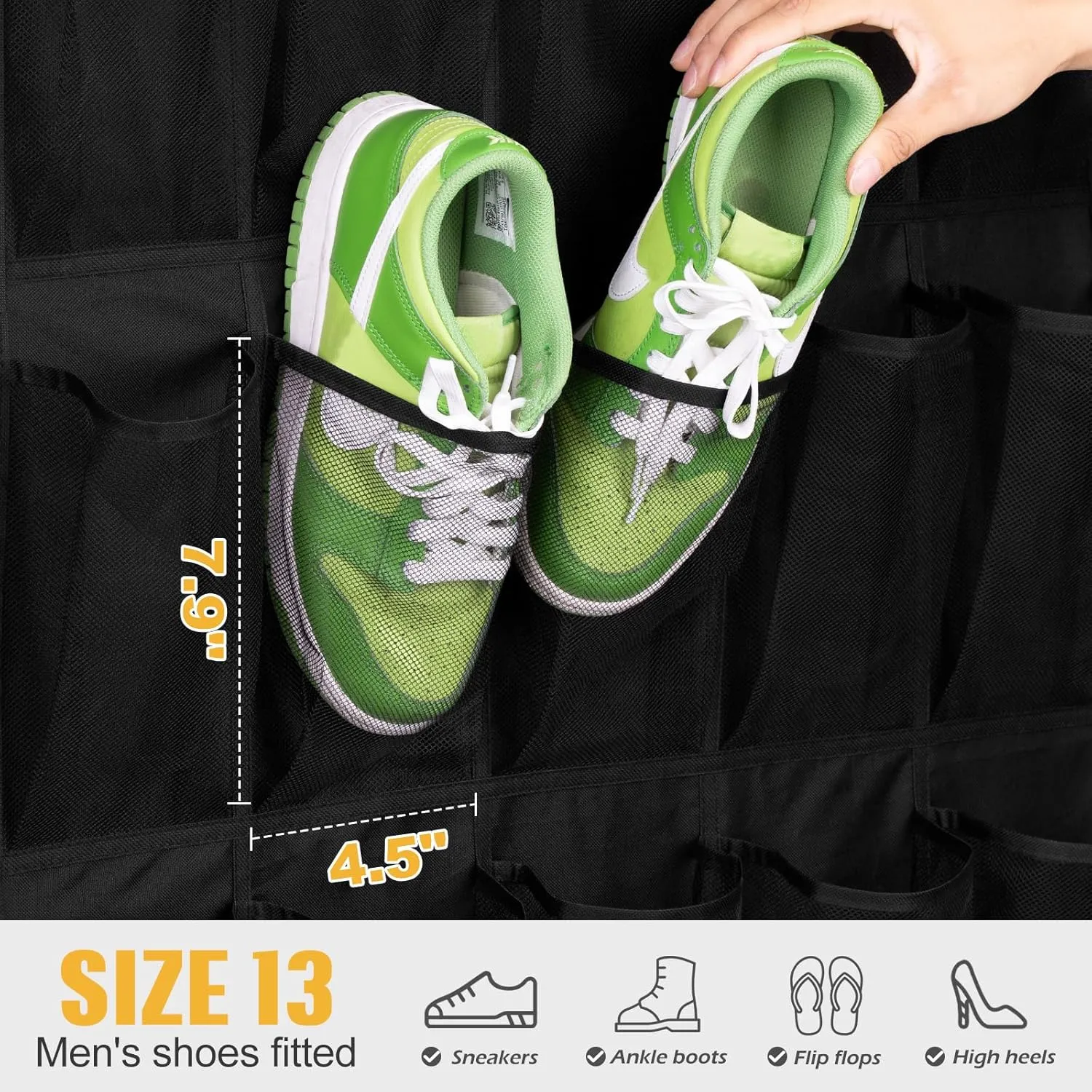 MISSLO 35 Large Pockets Over the Door Shoe Rack for Door Sturdy Oxford Over the Door Shoe Organizer Closet Hanging Shoe Holder Hanger