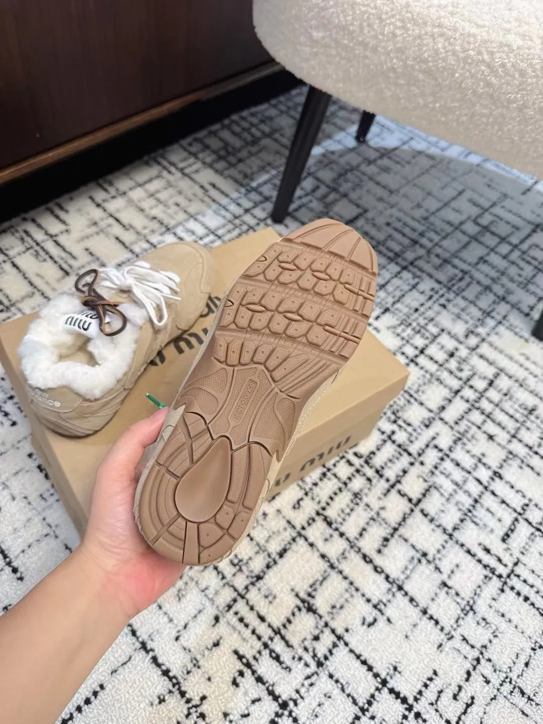 Miu Balance 530 SL Sneakers Fleece Lining In Light Brown Suede