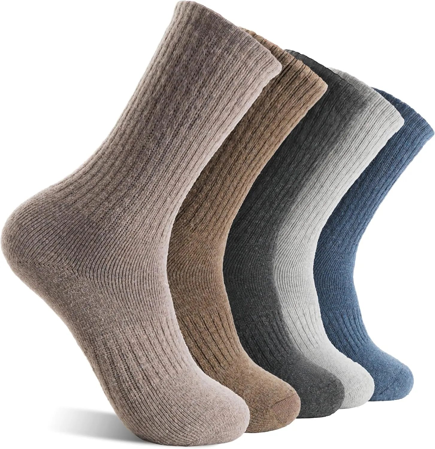 MOGGEI 5 Pairs Womens Merino Wool Socks Hiking Warm Winter Thick Thermal Crew Cozy Cabin Ladies Gift Comfy Boot Work Socks